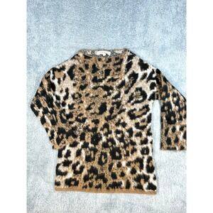 Lineamaglia Italy XS Leopard Print mohair blend sweater 3/4 sleeve Anthropologie